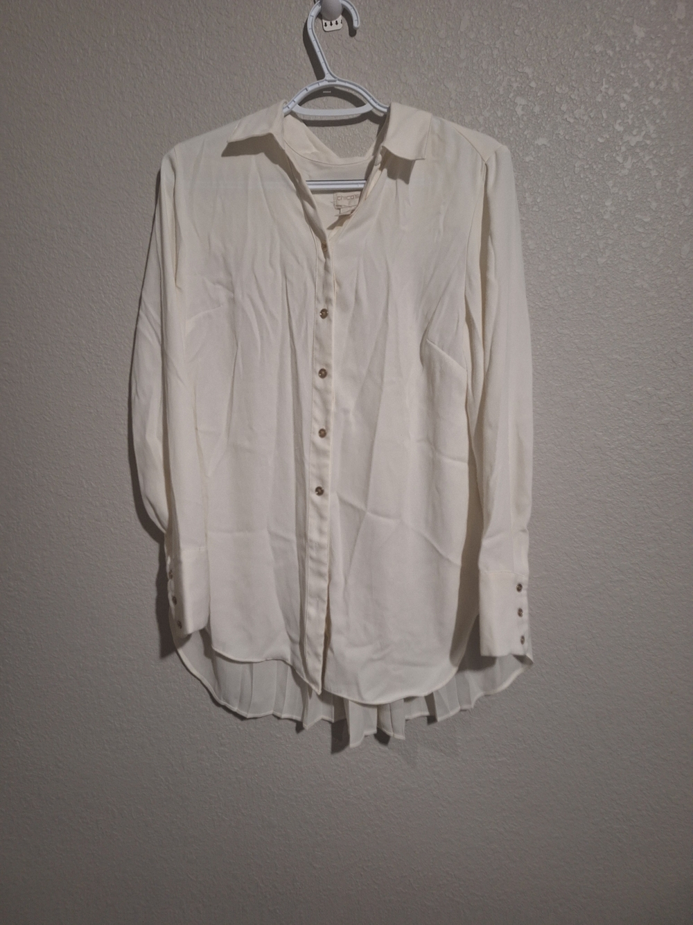 Chico's Cream Pleated Front Blouse